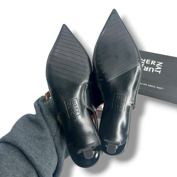 Naturalizer Grayson Pointed Toe Kitten Heel slingback Pumps Black Size 7 EUC - Picture 6 of 12